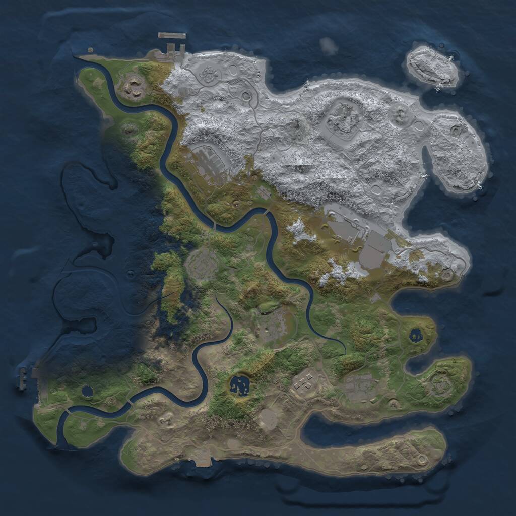 Rust Map: Procedural Map, Size: 3750, Seed: 299059827, 15 Monuments
