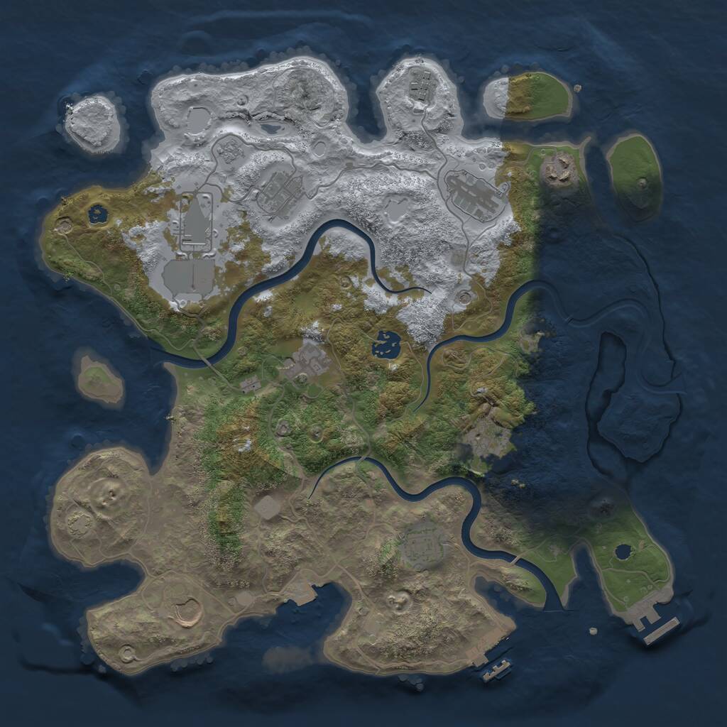 Rust Map: Procedural Map, Size: 3750, Seed: 79, 16 Monuments