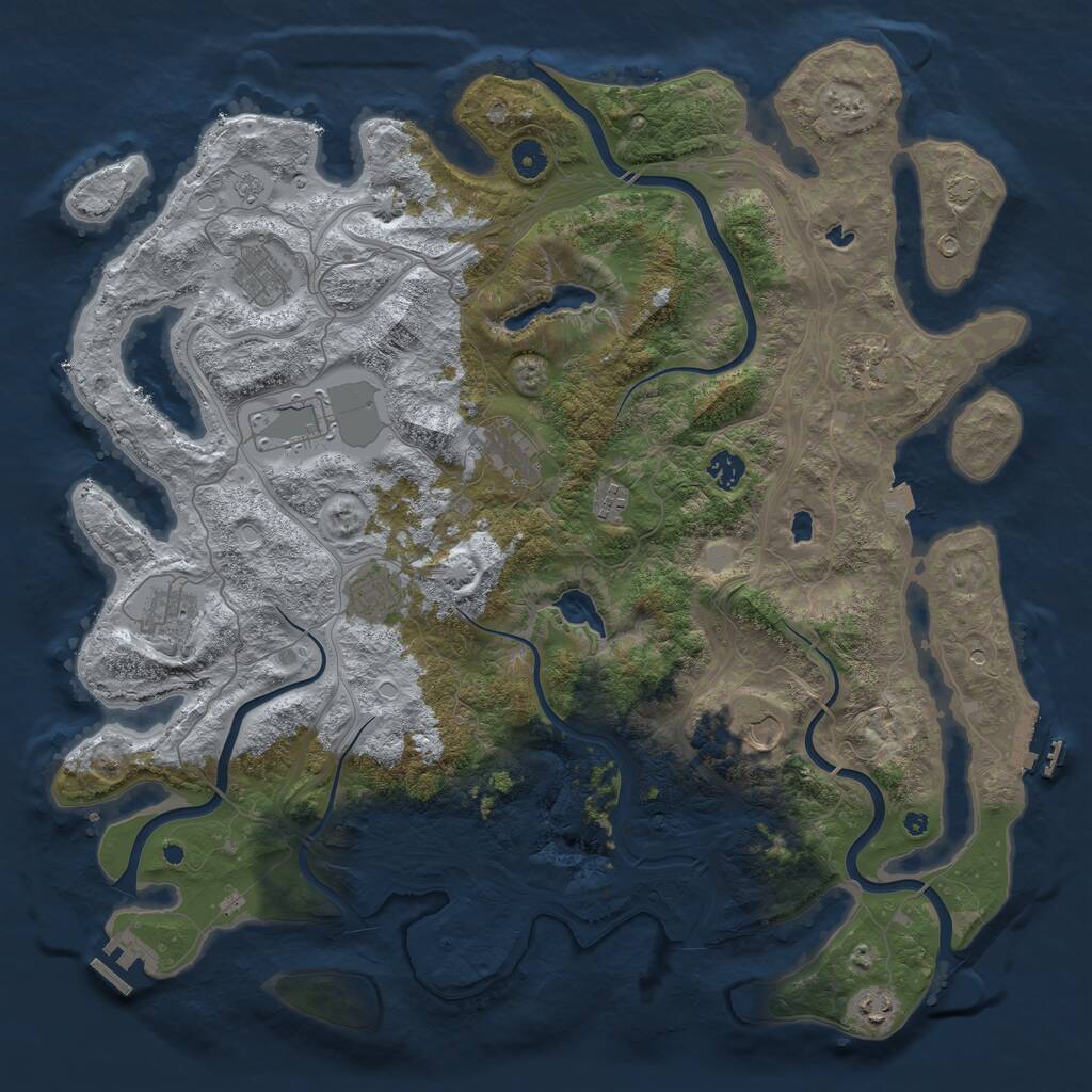 Rust Map: Procedural Map, Size: 4500, Seed: 625589529, 16 Monuments