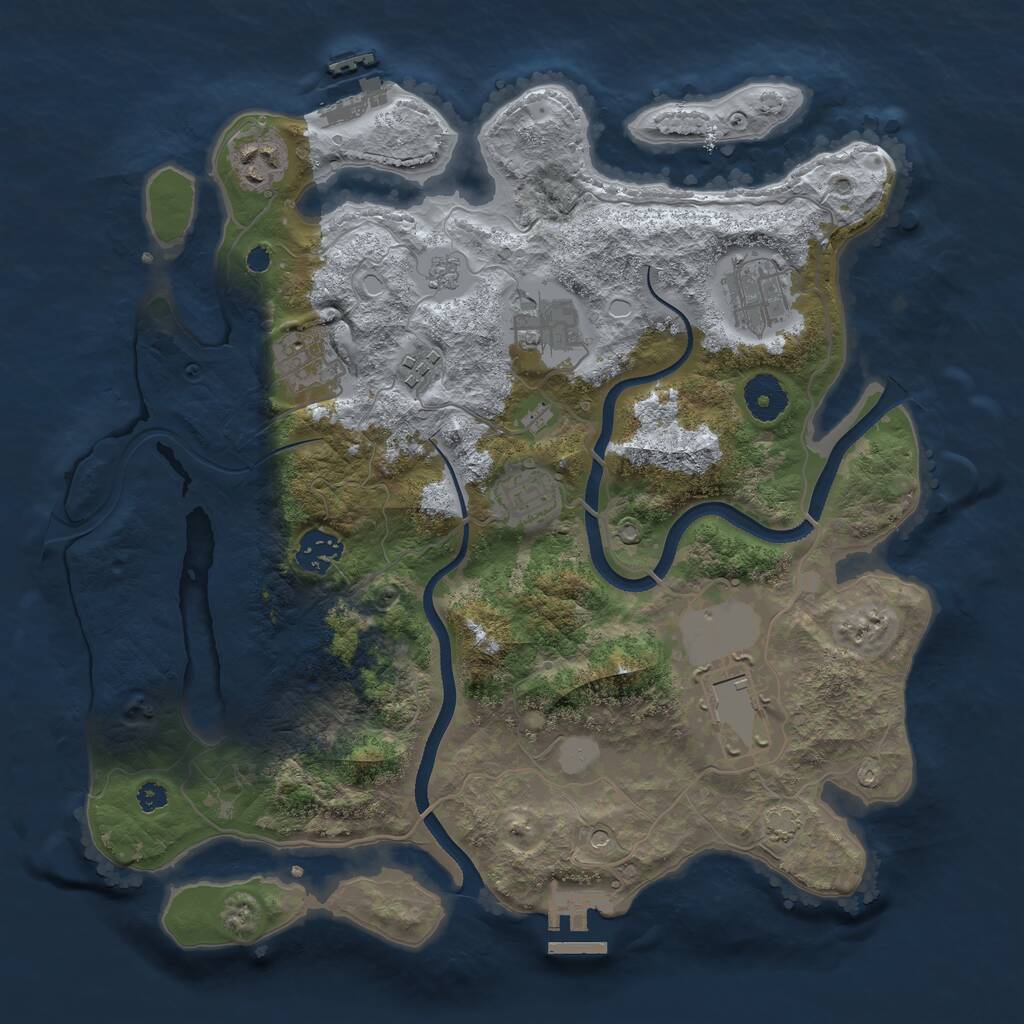 Rust Map: Procedural Map, Size: 3500, Seed: 62963401, 14 Monuments