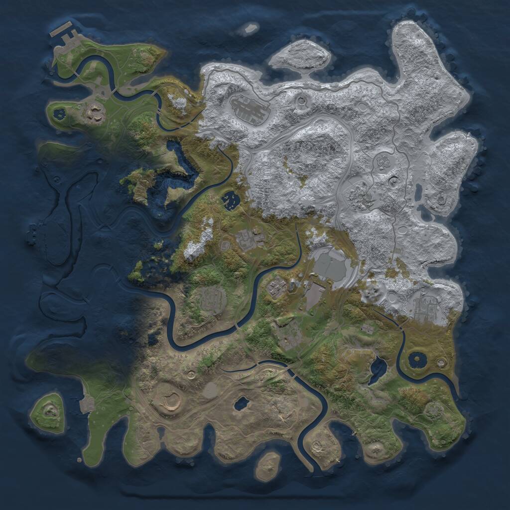 Rust Map: Procedural Map, Size: 4250, Seed: 369466081, 17 Monuments
