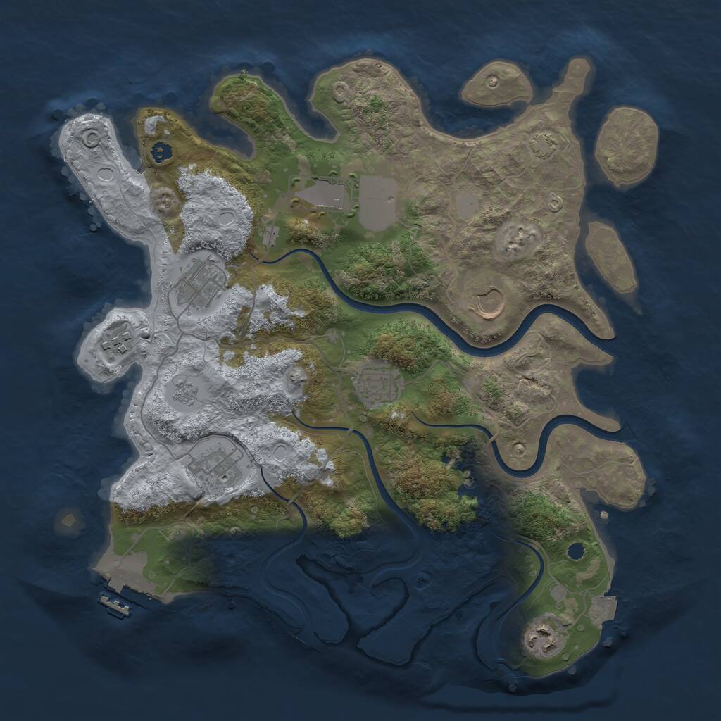Rust Map: Procedural Map, Size: 3500, Seed: 986349208, 12 Monuments