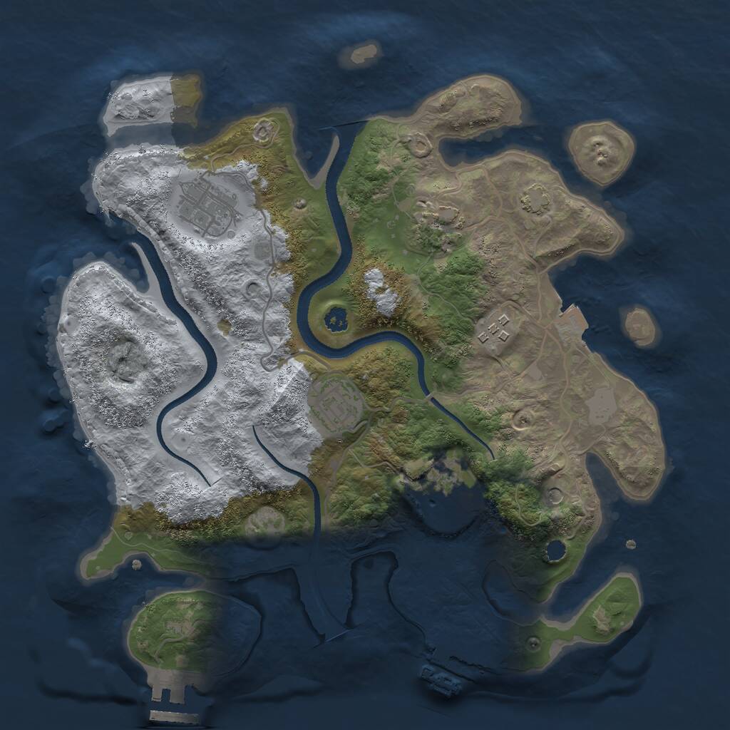 Rust Map: Procedural Map, Size: 3000, Seed: 1630058350, 10 Monuments
