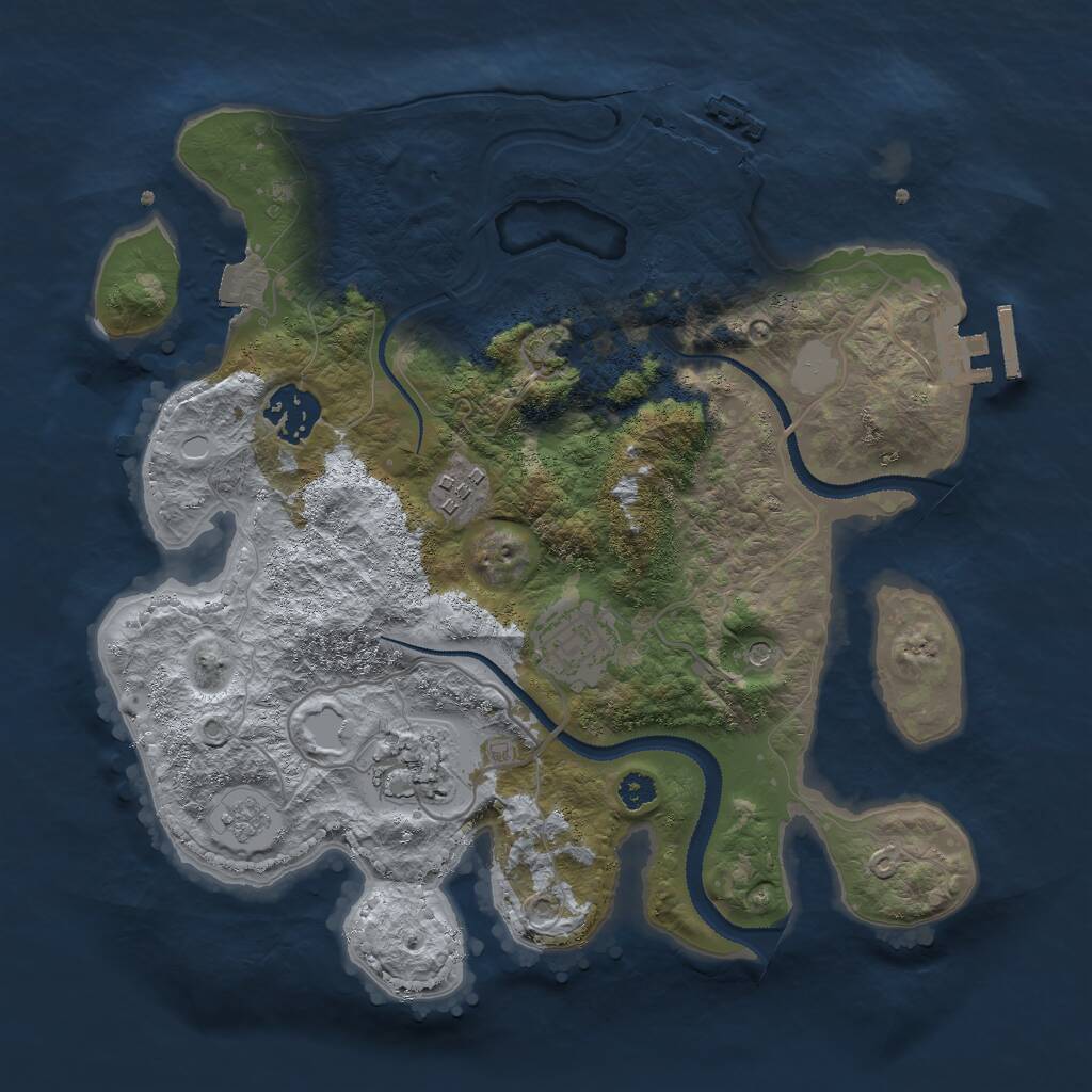 Rust Map: Procedural Map, Size: 3000, Seed: 45080664, 10 Monuments
