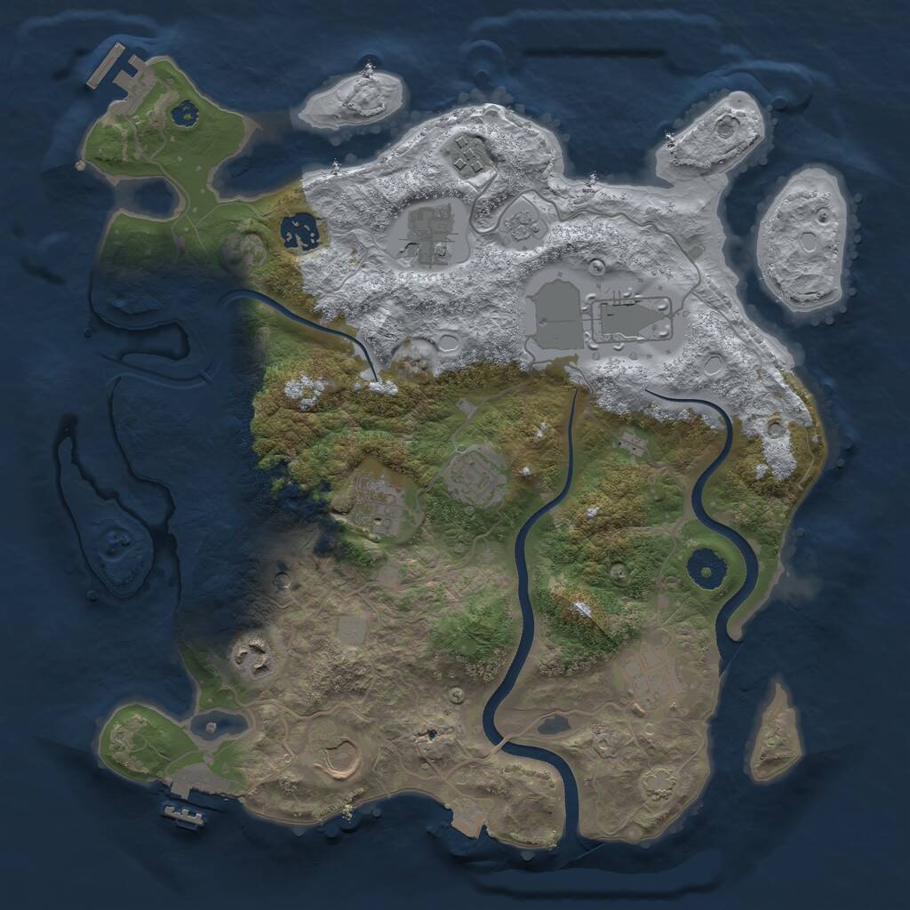 Rust Map: Procedural Map, Size: 3500, Seed: 48311870, 15 Monuments