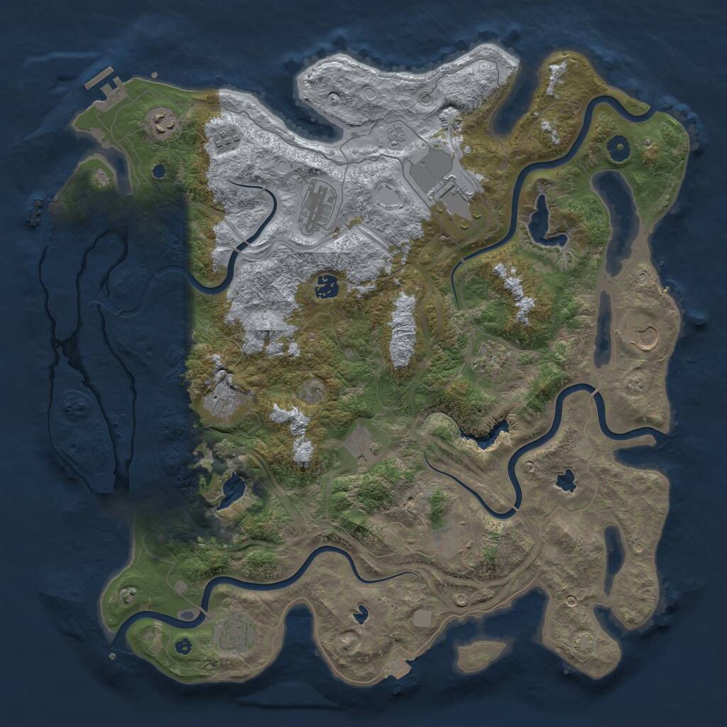 Rust Map: Procedural Map, Size: 4500, Seed: 1215371239, 17 Monuments