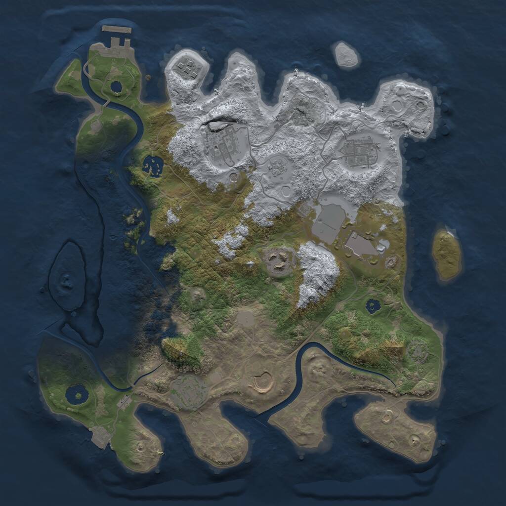 Rust Map: Procedural Map, Size: 3500, Seed: 1185452820, 13 Monuments