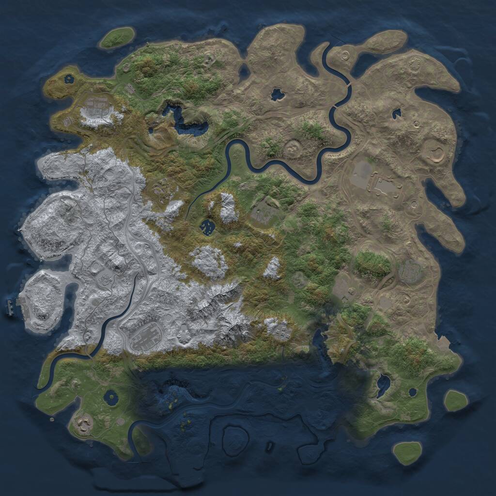 Rust Map: Procedural Map, Size: 5000, Seed: 208047311, 17 Monuments
