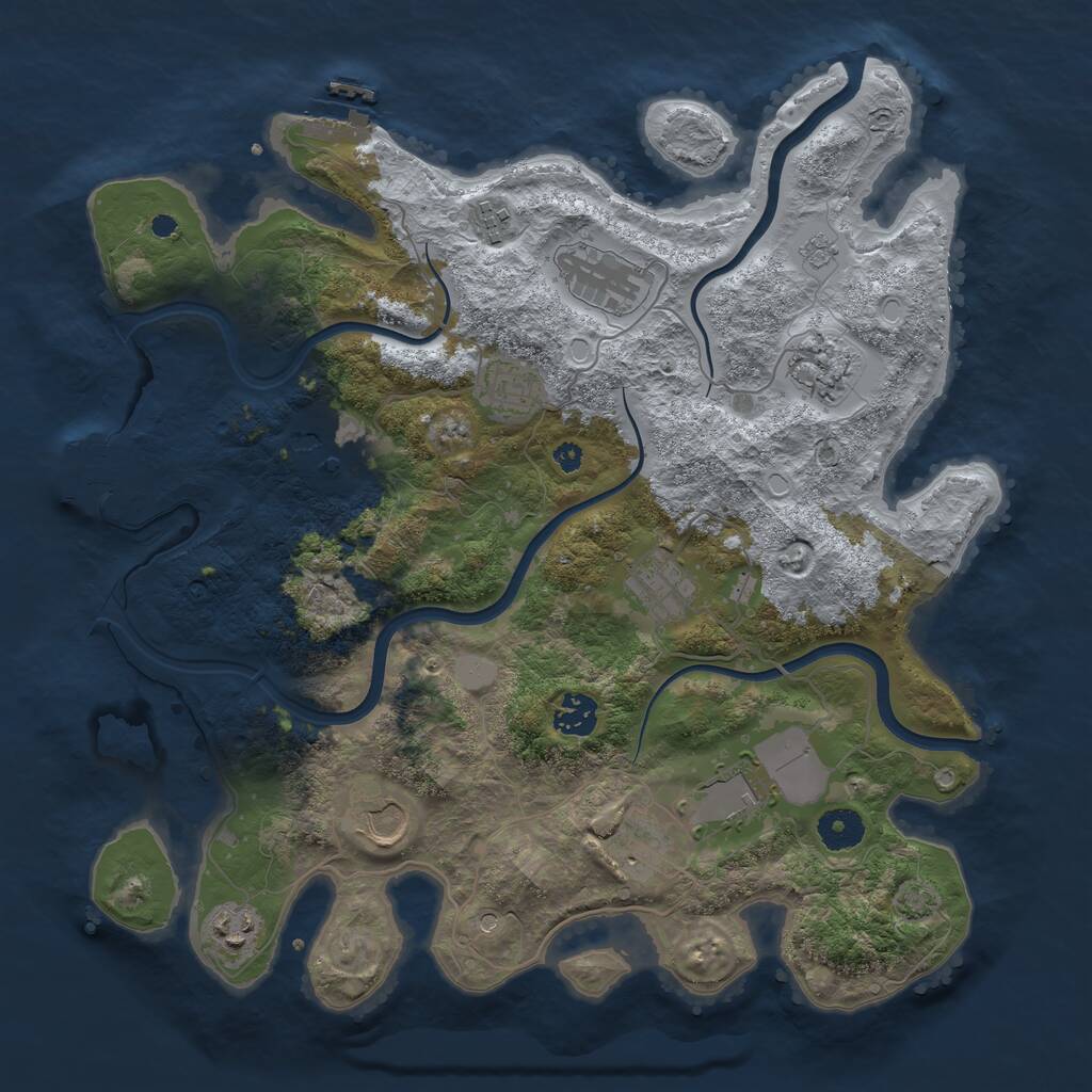 Rust Map: Procedural Map, Size: 3750, Seed: 313091, 17 Monuments