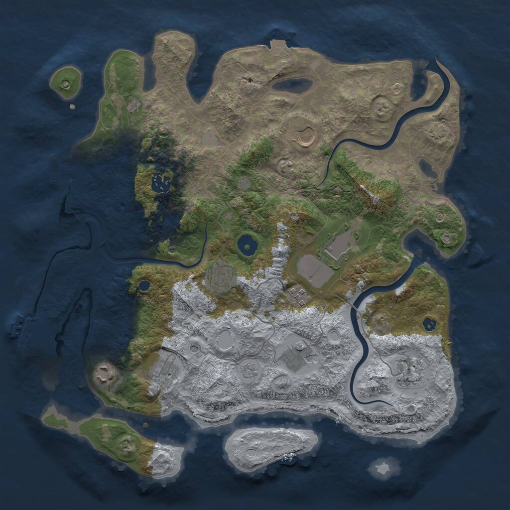 Rust Map: Procedural Map, Size: 3800, Seed: 4213249, 15 Monuments