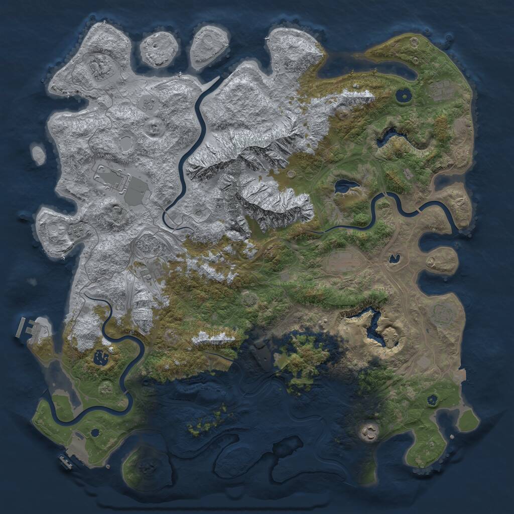 Rust Map: Procedural Map, Size: 5000, Seed: 73314, 16 Monuments