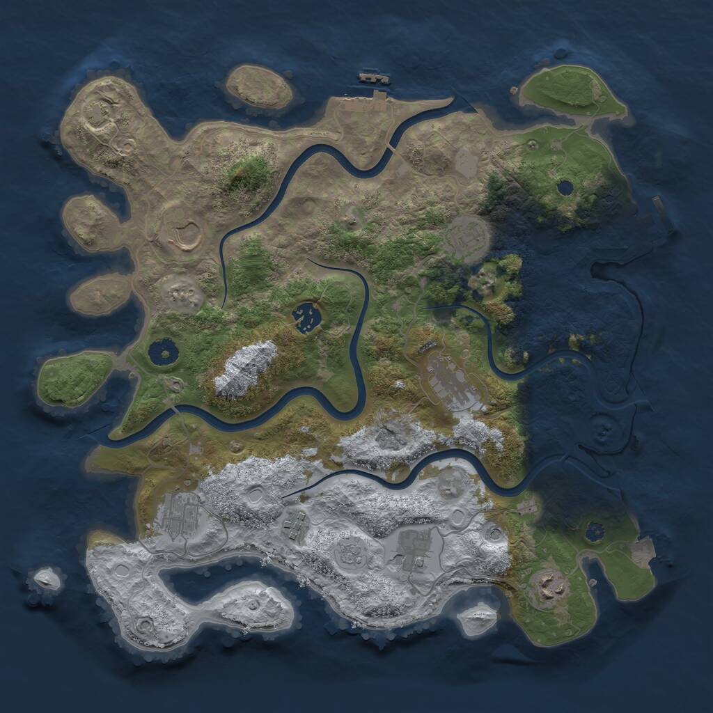 Rust Map: Procedural Map, Size: 3750, Seed: 2146612725, 14 Monuments
