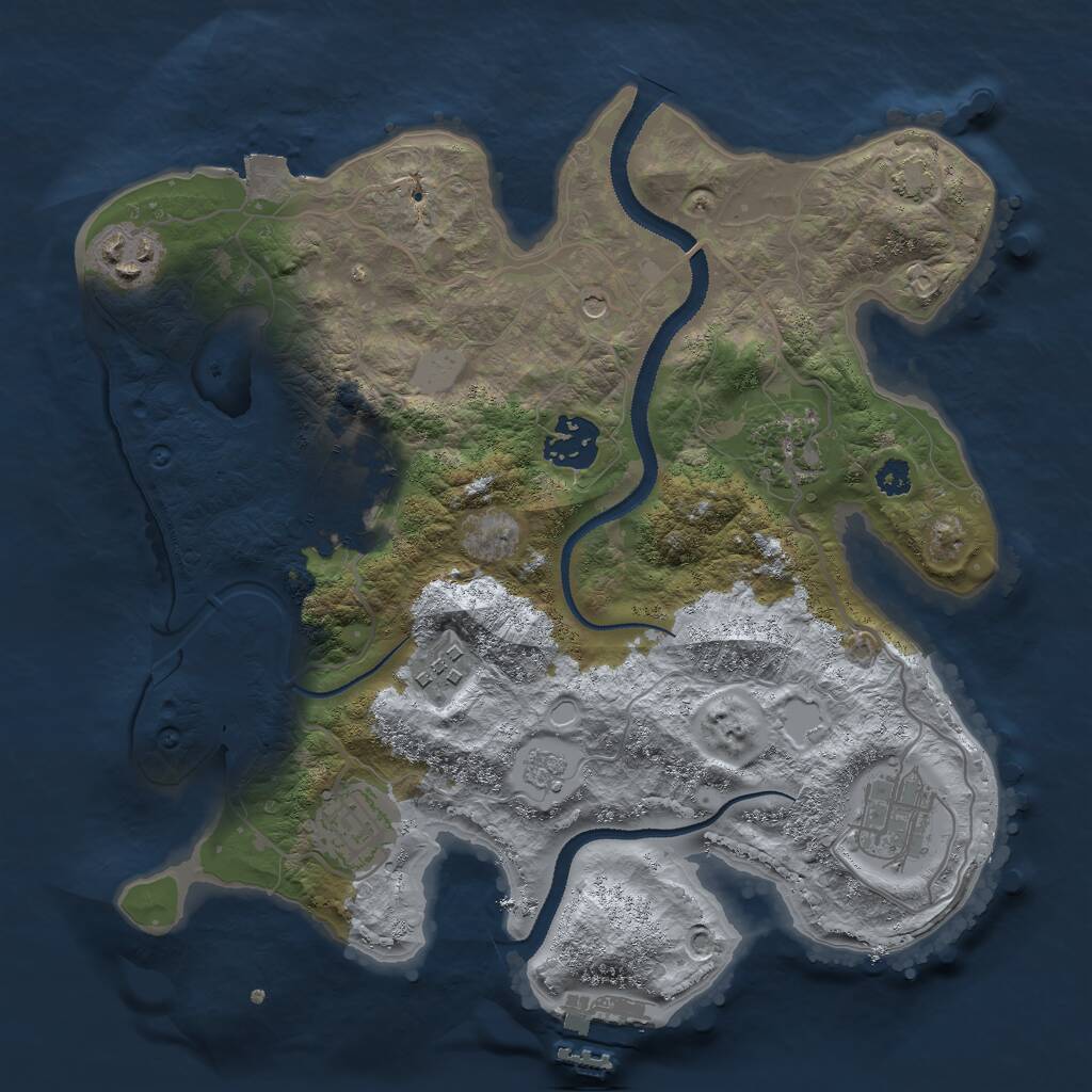 Rust Map: Procedural Map, Size: 3000, Seed: 1217380989, 12 Monuments