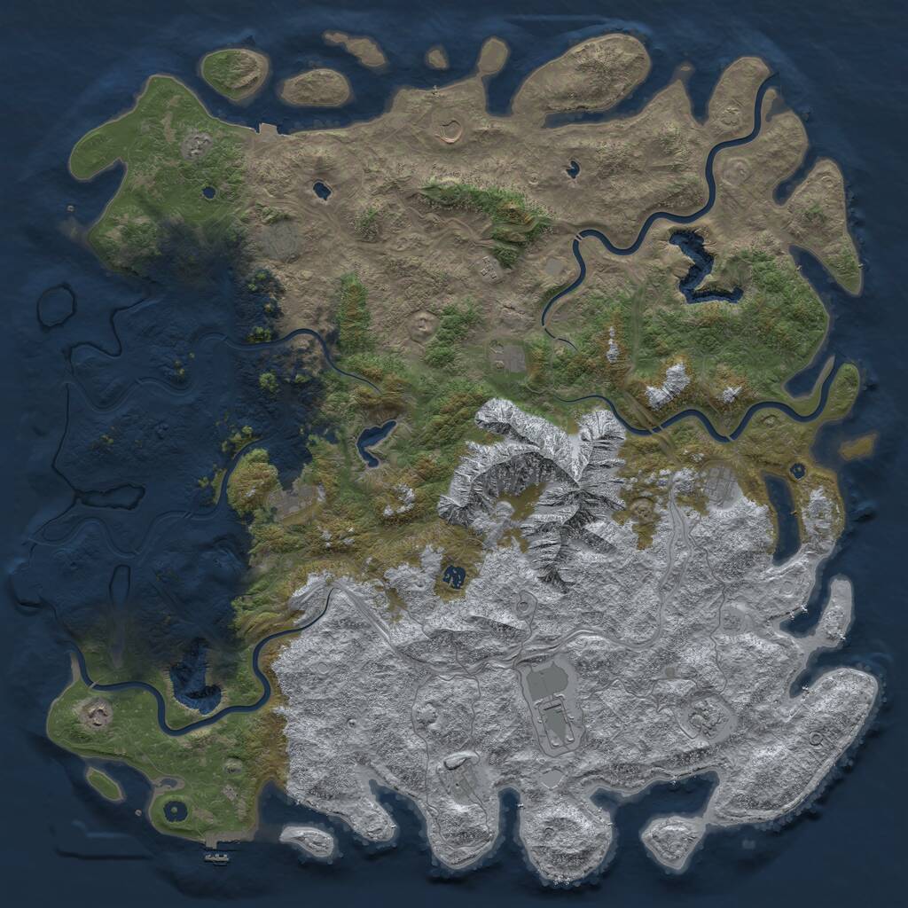 Rust Map: Procedural Map, Size: 6000, Seed: 836930487, 17 Monuments