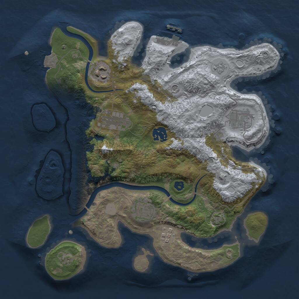 Rust Map: Procedural Map, Size: 3000, Seed: 58381, 11 Monuments