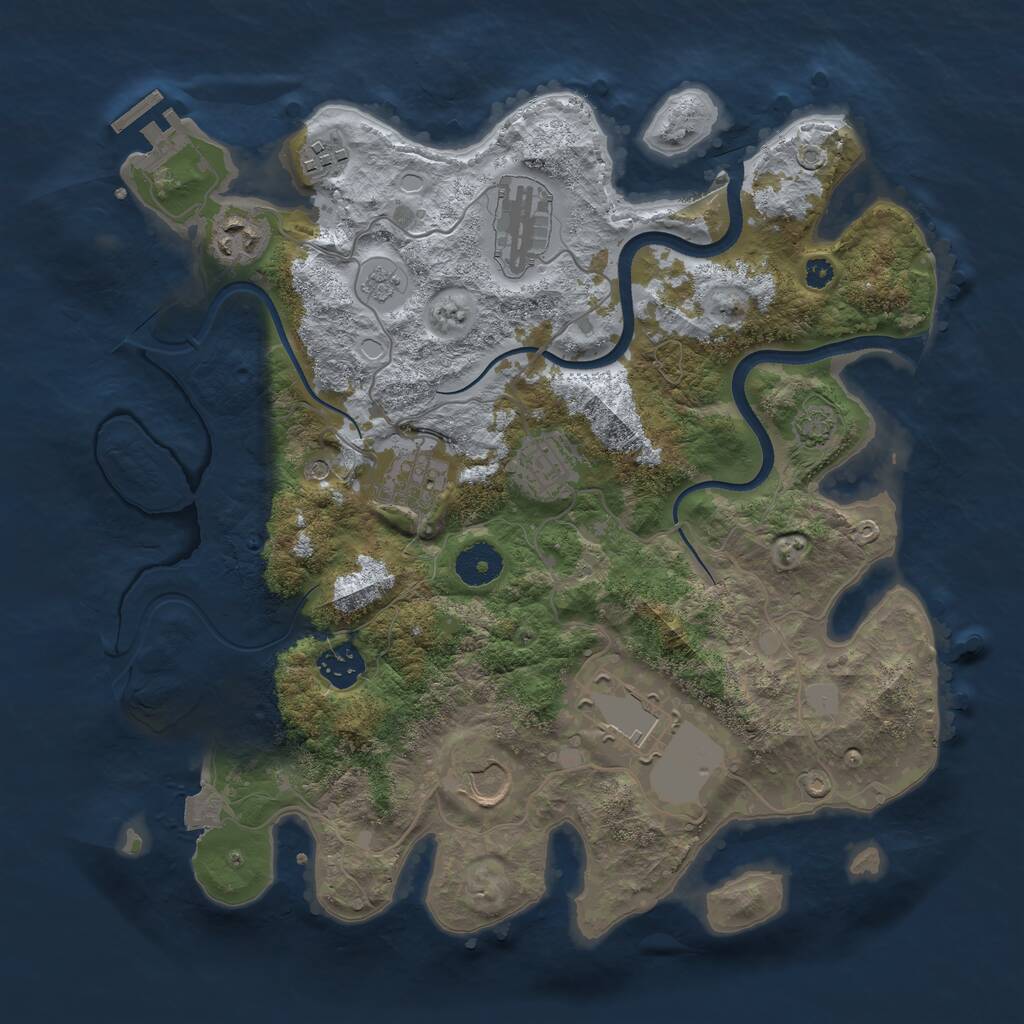 Rust Map: Procedural Map, Size: 3500, Seed: 1405018570, 13 Monuments
