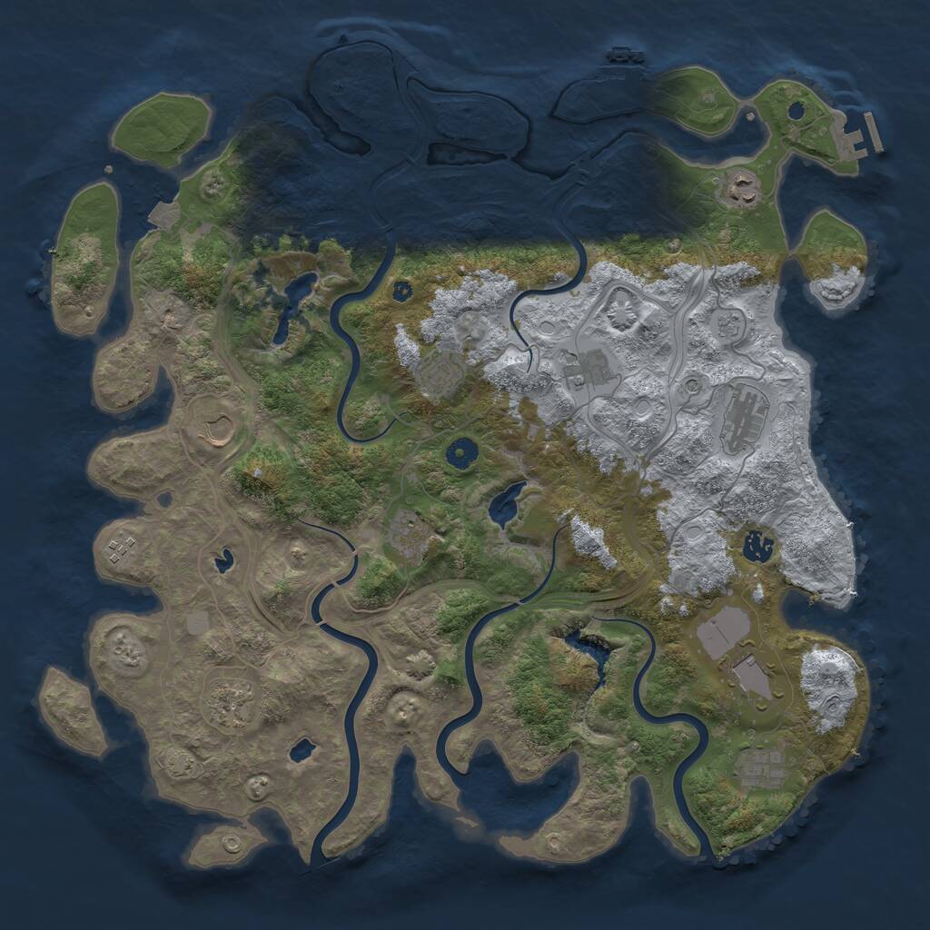 Rust Map: Procedural Map, Size: 4500, Seed: 581384246, 17 Monuments