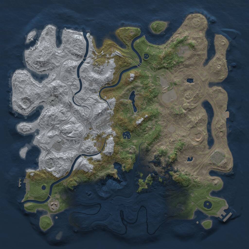 Rust Map: Procedural Map, Size: 4500, Seed: 496523993, 17 Monuments