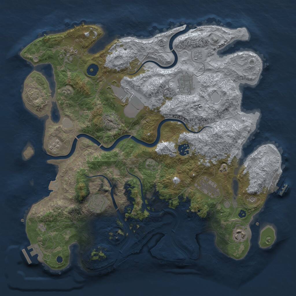 Rust Map: Procedural Map, Size: 3750, Seed: 1781801384, 14 Monuments