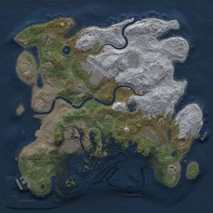 Thumbnail Rust Map: Procedural Map, Size: 3750, Seed: 1781801384, 14 Monuments