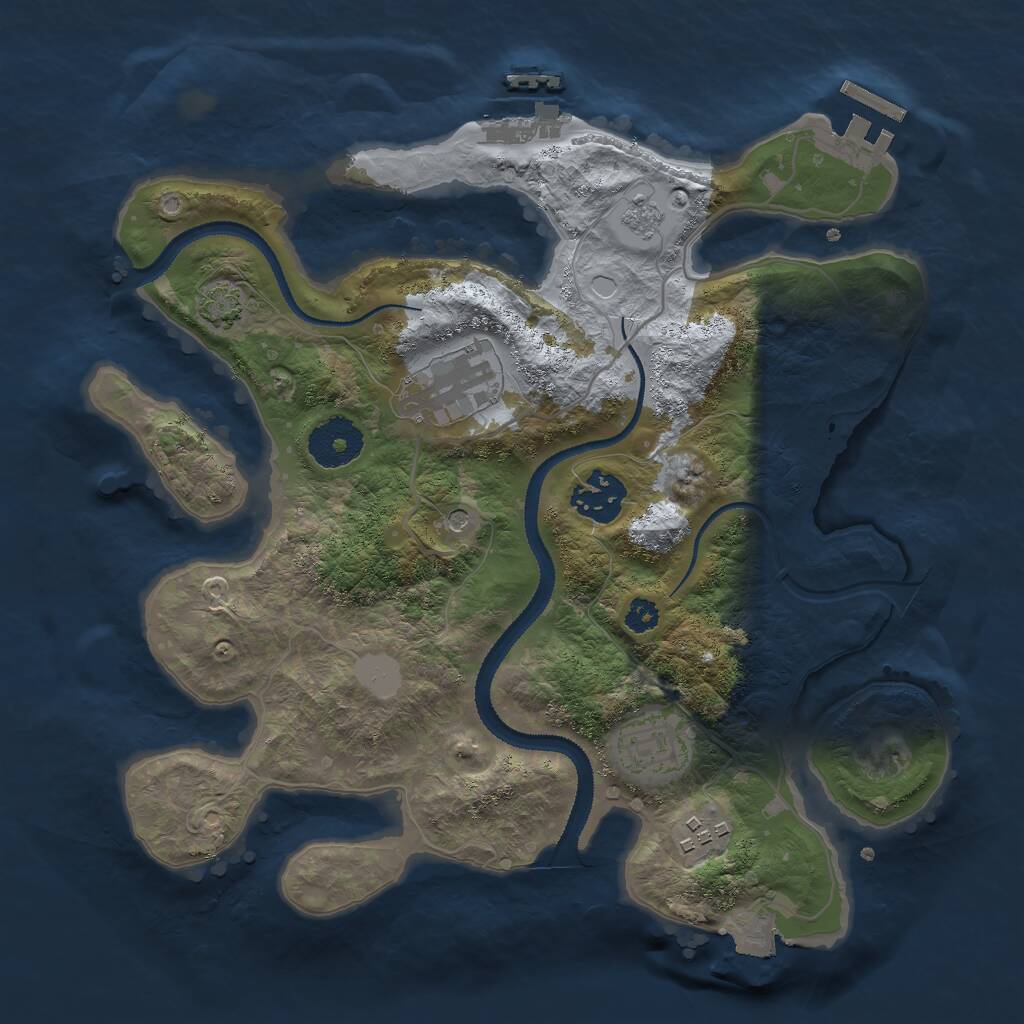 Rust Map: Procedural Map, Size: 3000, Seed: 609699694, 10 Monuments