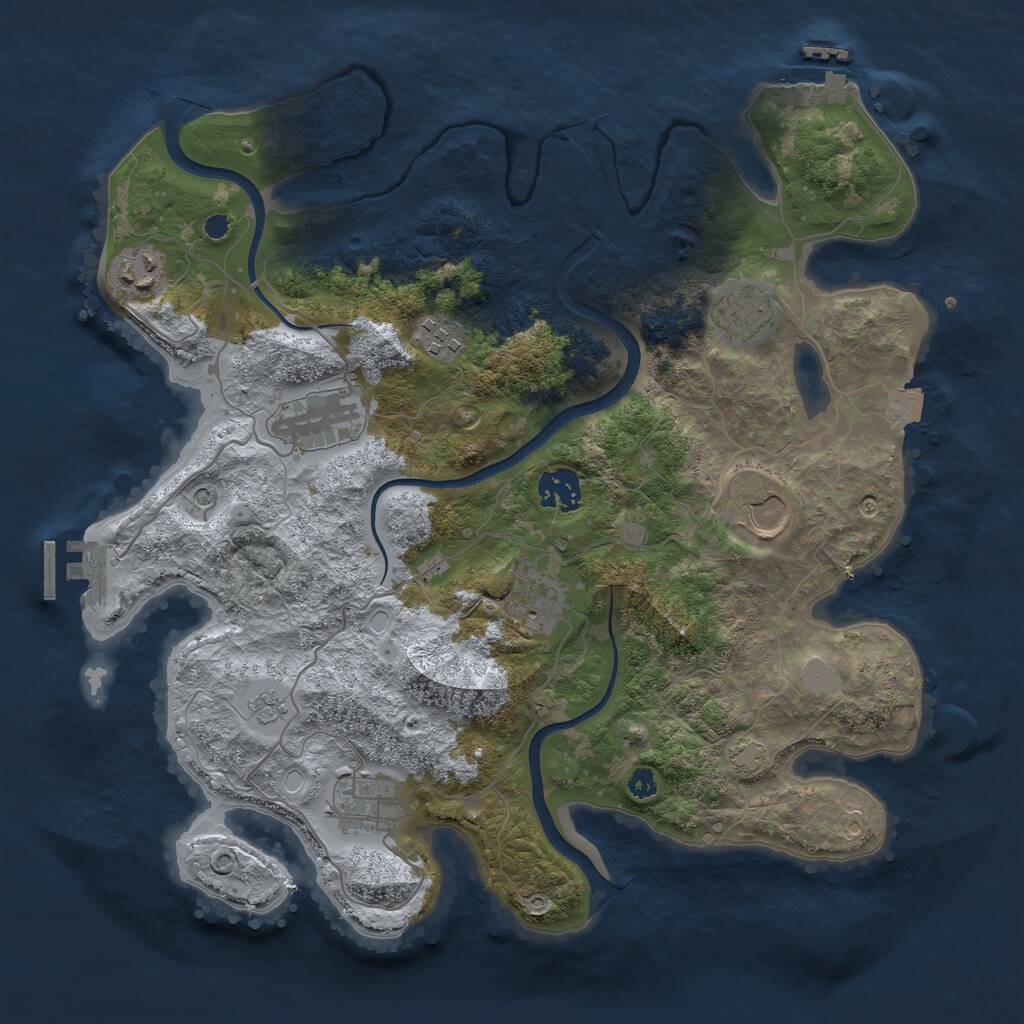 Rust Map: Procedural Map, Size: 3500, Seed: 159866031, 14 Monuments