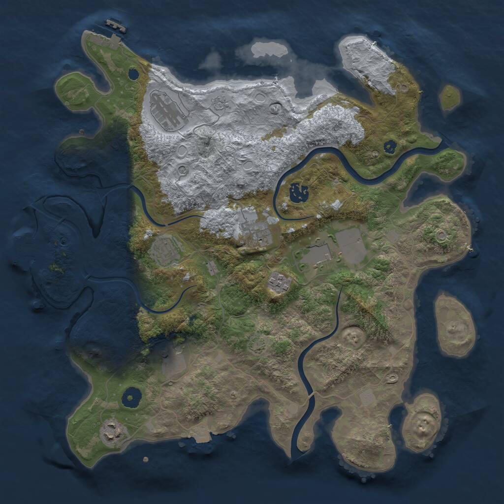 Rust Map: Procedural Map, Size: 3750, Seed: 493630162, 14 Monuments