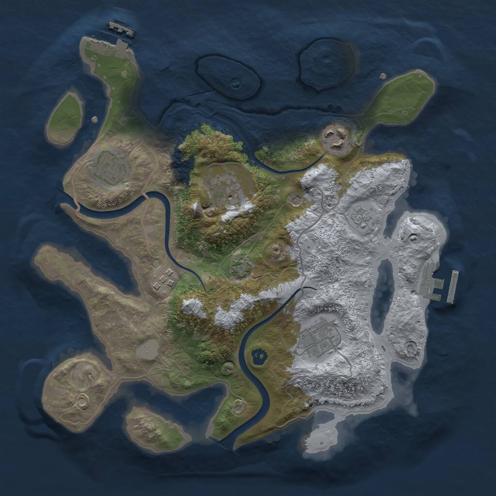Rust Map: Procedural Map, Size: 3000, Seed: 876962, 11 Monuments