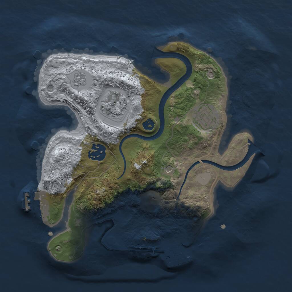 Rust Map: Procedural Map, Size: 2500, Seed: 9639245, 8 Monuments