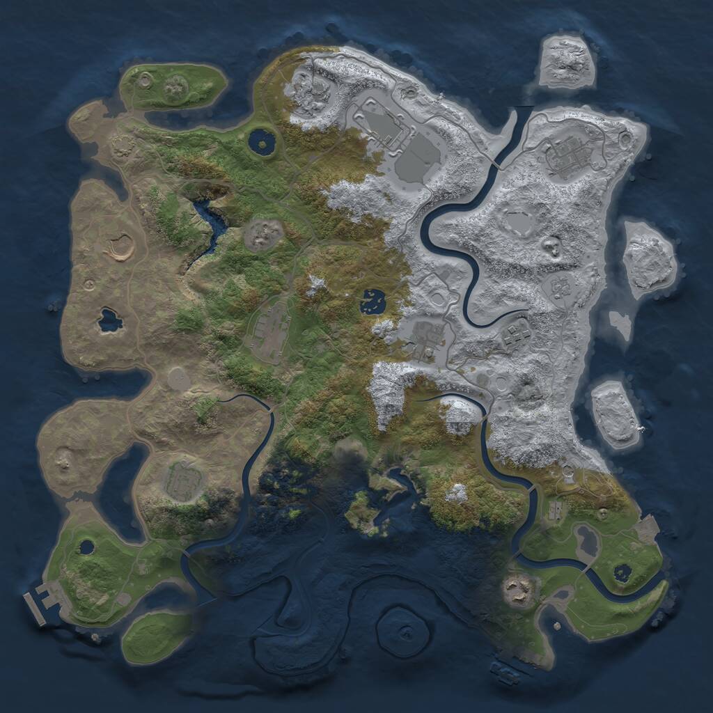Rust Map: Procedural Map, Size: 4000, Seed: 1977863132, 16 Monuments