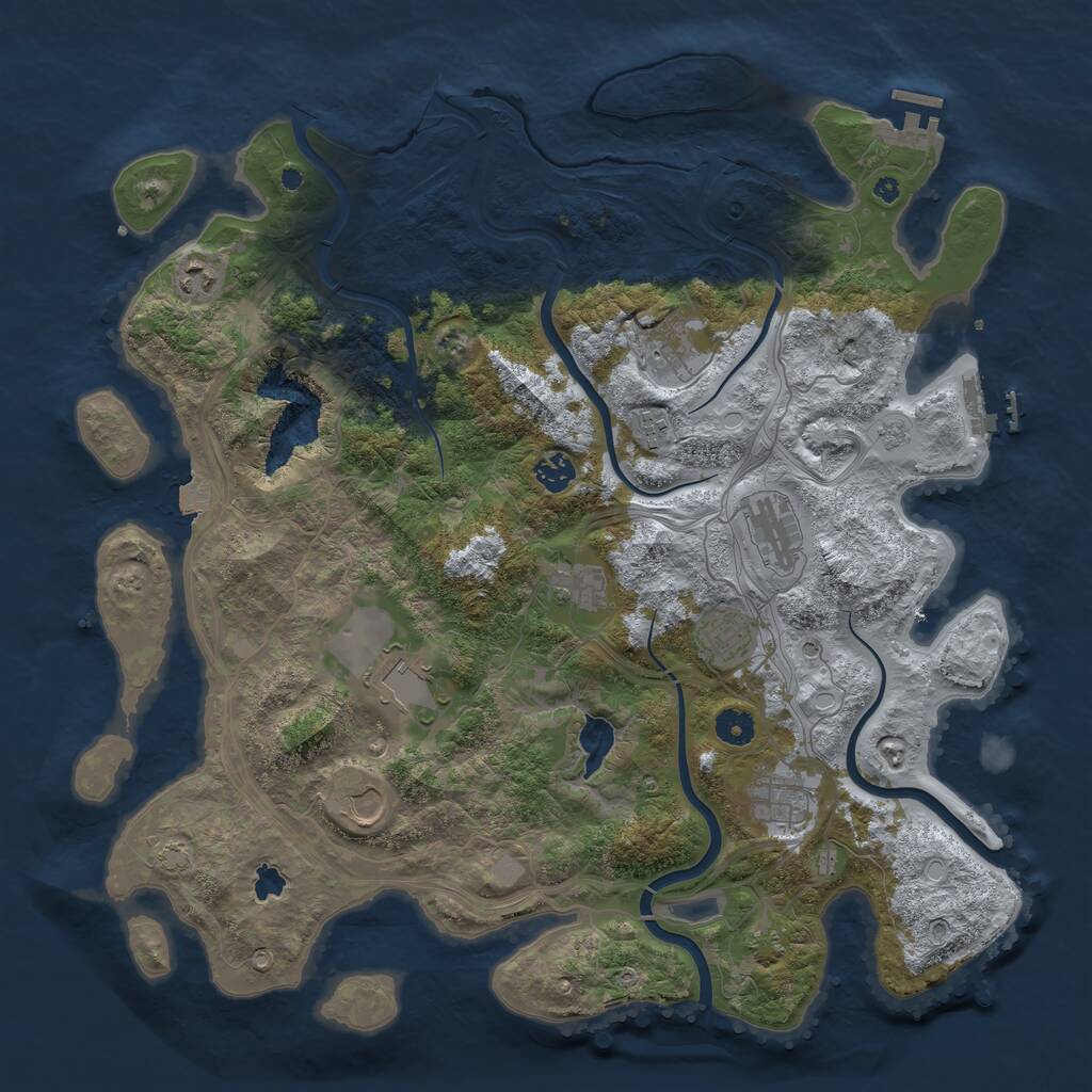 Rust Map: Procedural Map, Size: 4300, Seed: 1744163221, 16 Monuments