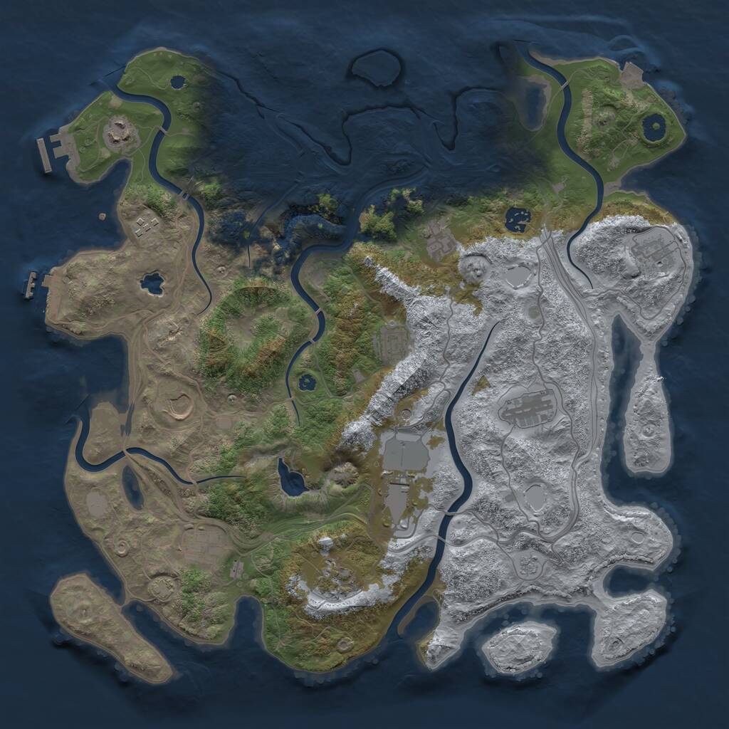 Rust Map: Procedural Map, Size: 4250, Seed: 1378405177, 17 Monuments