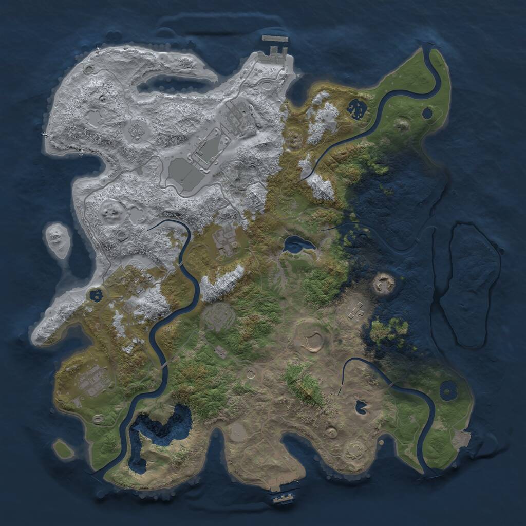 Rust Map: Procedural Map, Size: 4050, Seed: 1559792176, 16 Monuments