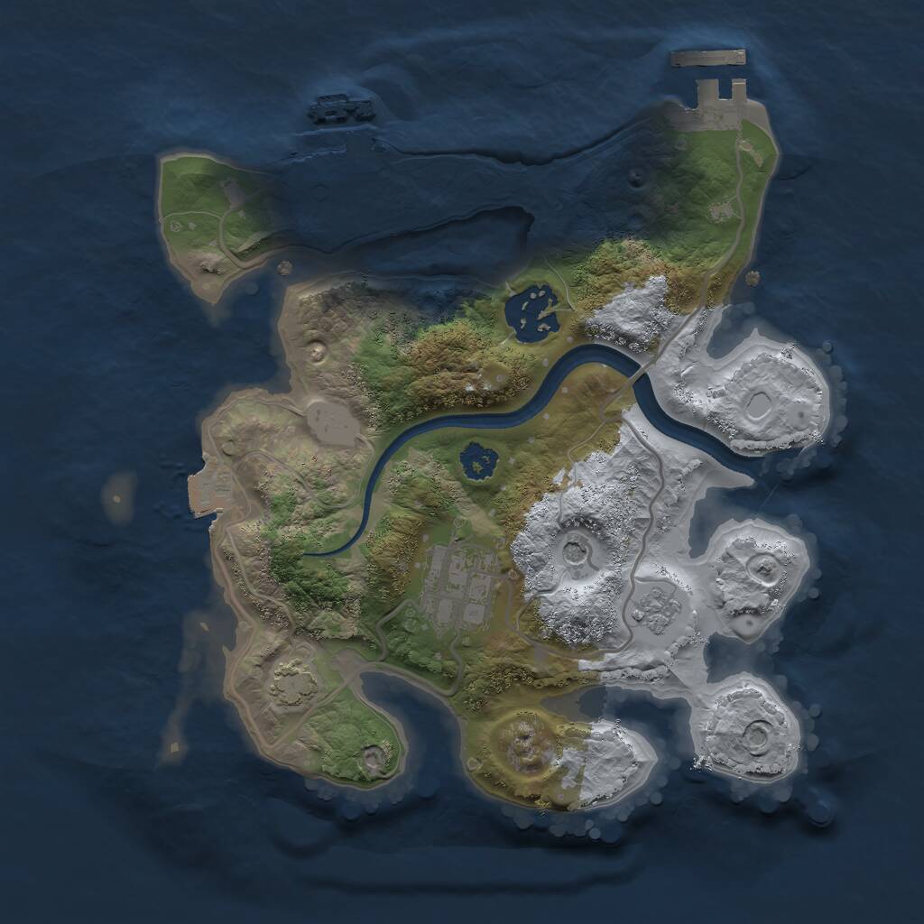 Rust Map: Procedural Map, Size: 2500, Seed: 1826953181, 8 Monuments