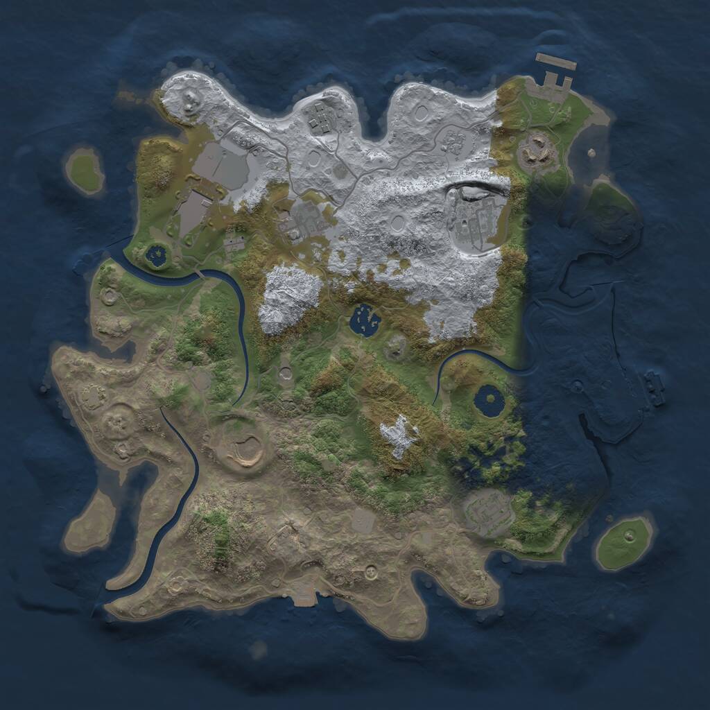 Rust Map: Procedural Map, Size: 3500, Seed: 79937845, 14 Monuments