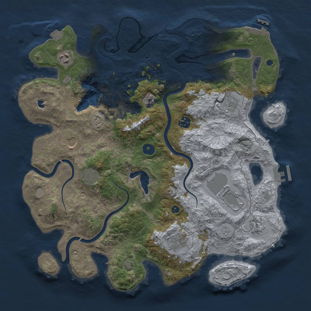 Rust Map: Procedural Map, Size: 4000, Seed: 1911995510, 15 Monuments