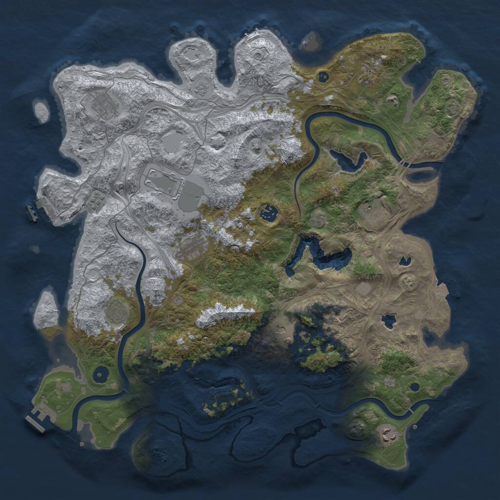 Rust Map: Procedural Map, Size: 4500, Seed: 73314, 16 Monuments