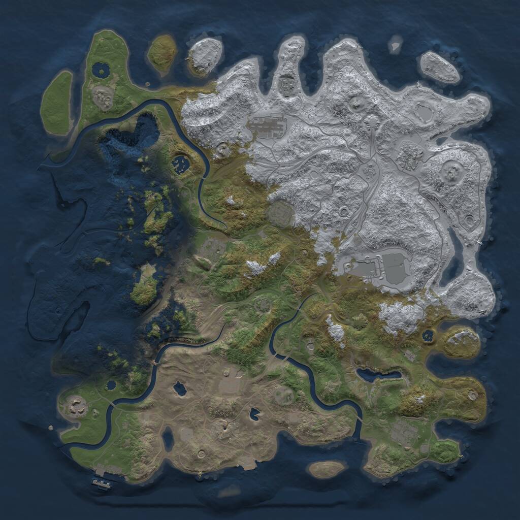 Rust Map: Procedural Map, Size: 4500, Seed: 199921629, 16 Monuments