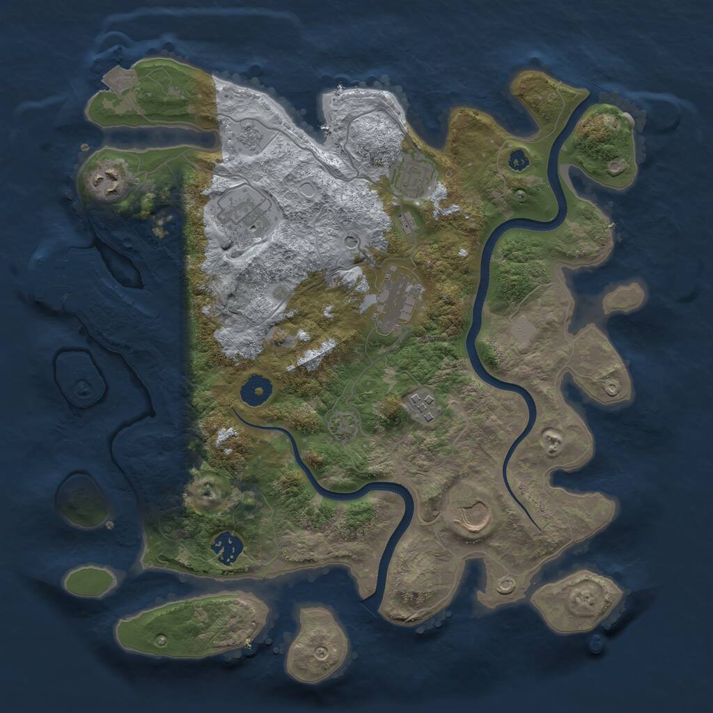 Rust Map: Procedural Map, Size: 3500, Seed: 889520124, 12 Monuments