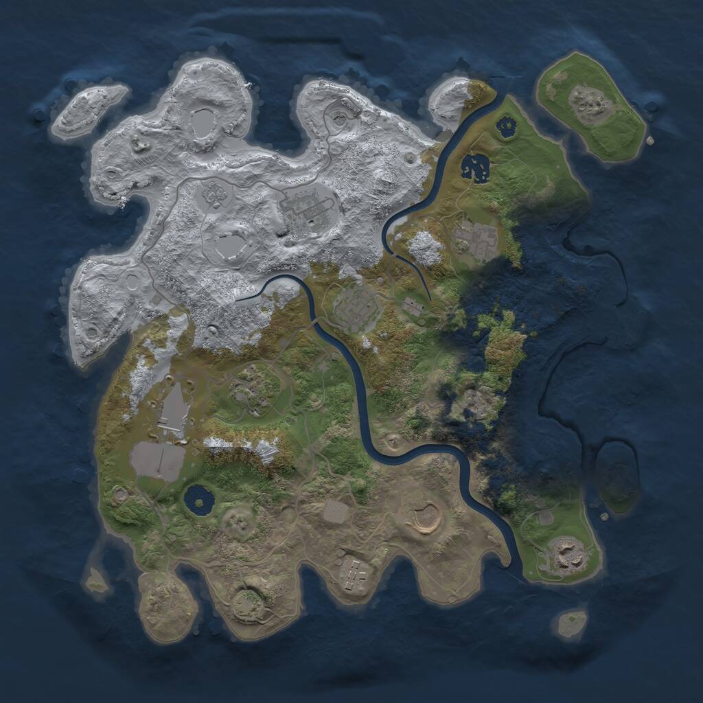 Rust Map: Procedural Map, Size: 3500, Seed: 460253, 14 Monuments