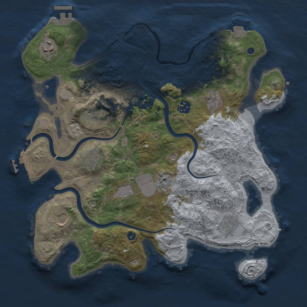 Rust Map: Procedural Map, Size: 3500, Seed: 1778510103, 15 Monuments
