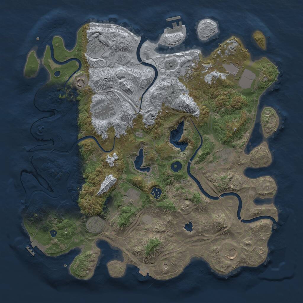 Rust Map: Procedural Map, Size: 4250, Seed: 623257862, 17 Monuments