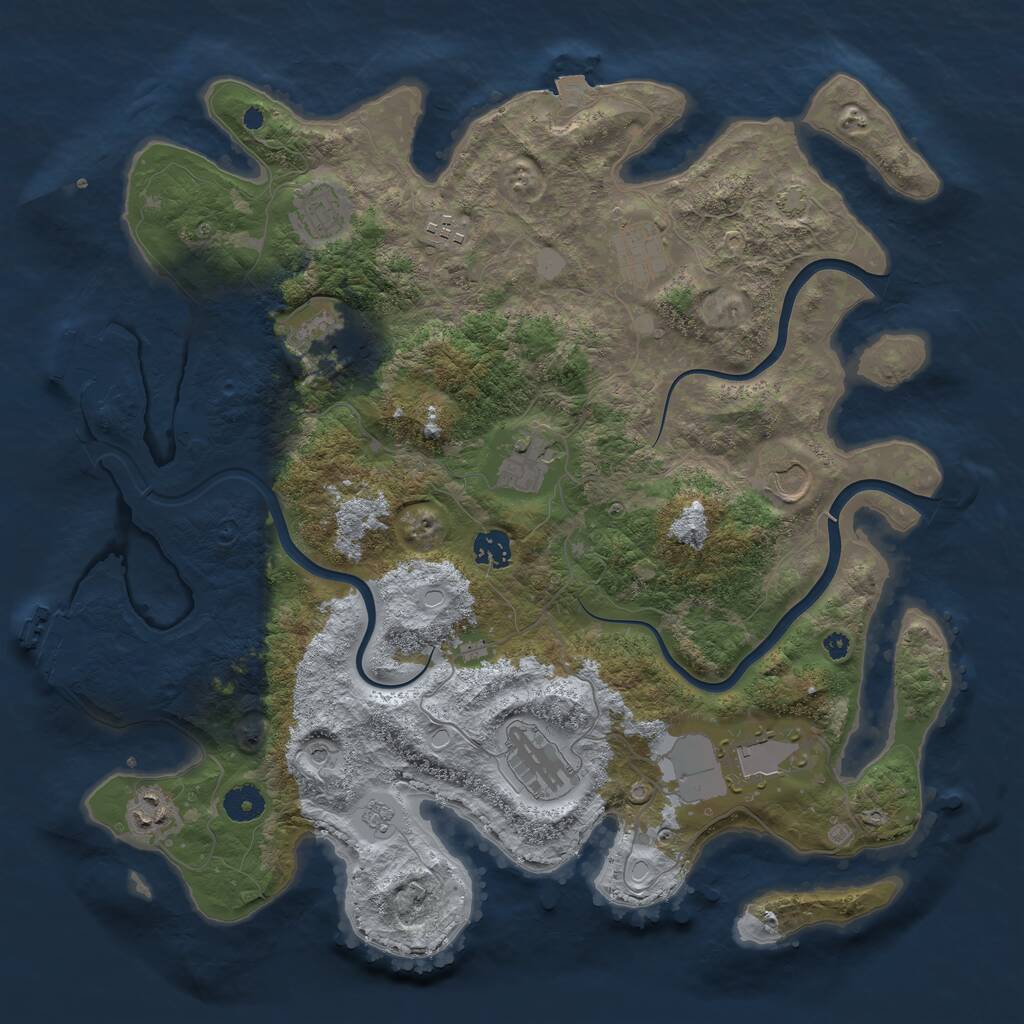 Rust Map: Procedural Map, Size: 3977, Seed: 1945478117, 16 Monuments