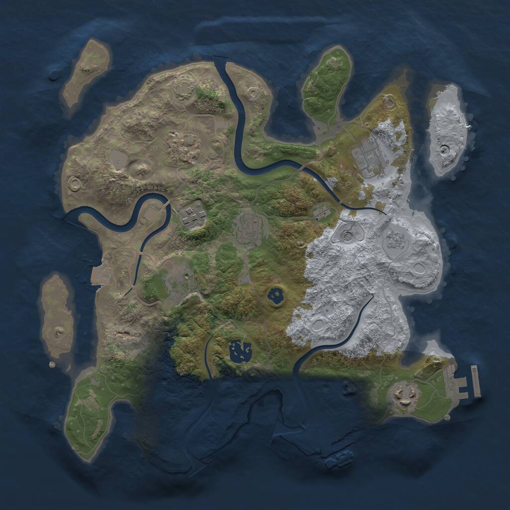 Rust Map: Procedural Map, Size: 3200, Seed: 1947893603, 13 Monuments