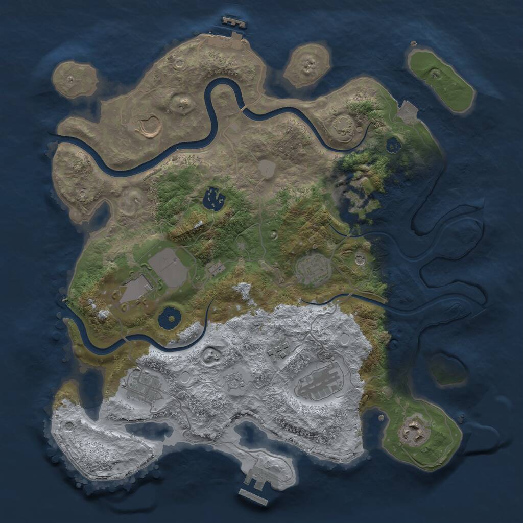 Rust Map: Procedural Map, Size: 3500, Seed: 1651878458, 15 Monuments