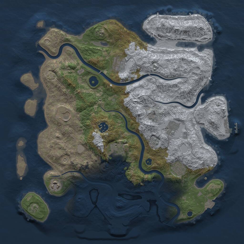 Rust Map: Procedural Map, Size: 3750, Seed: 696218055, 14 Monuments