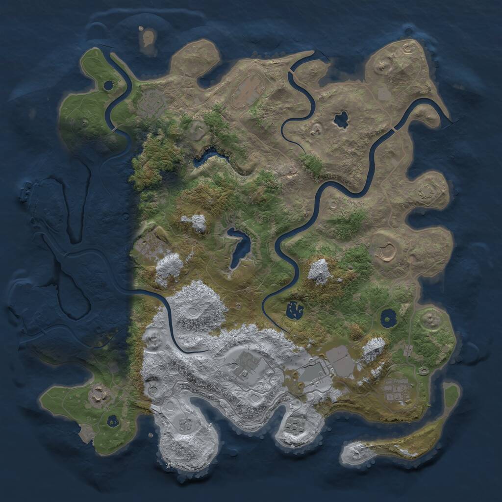 Rust Map: Procedural Map, Size: 4214, Seed: 1945478117, 16 Monuments