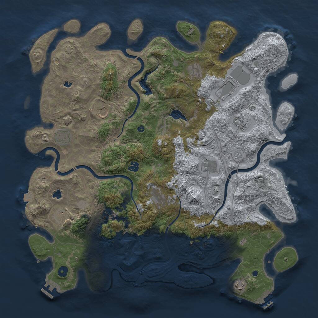 Rust Map: Procedural Map, Size: 4500, Seed: 913365892, 17 Monuments