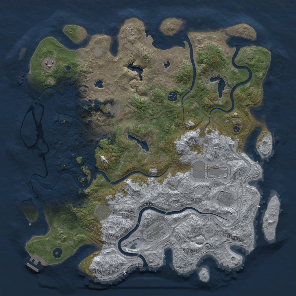 Rust Map: Procedural Map, Size: 4500, Seed: 1320218219, 14 Monuments