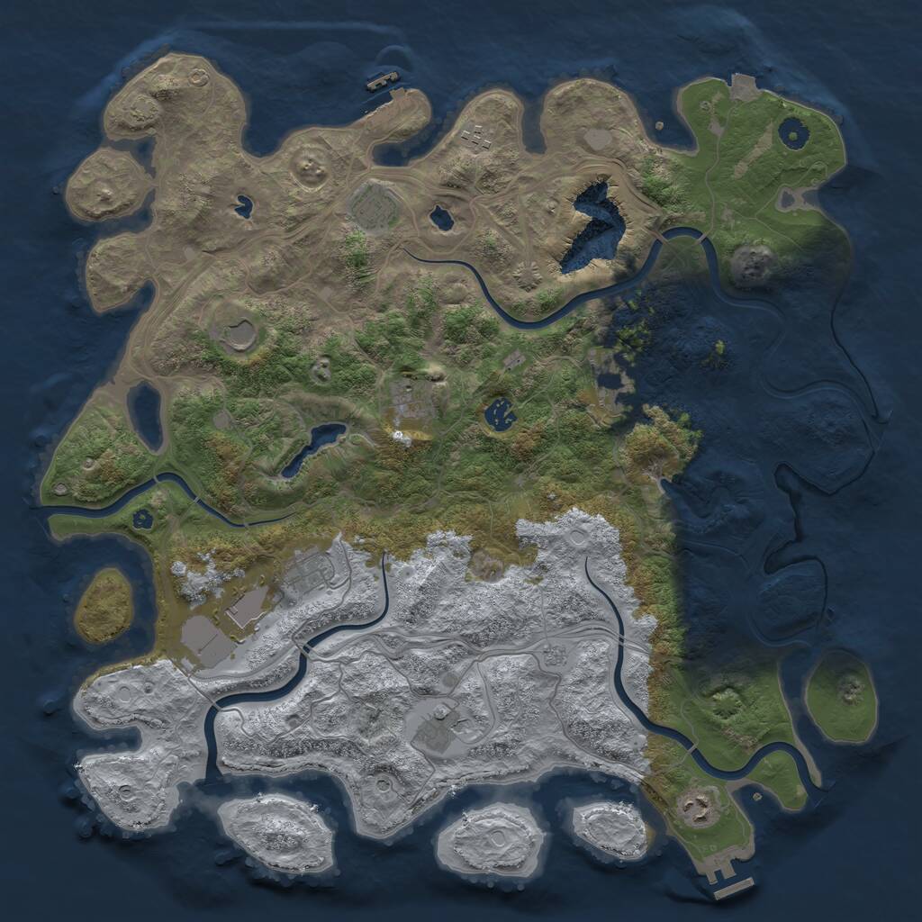 Rust Map: Procedural Map, Size: 4500, Seed: 1988227486, 16 Monuments
